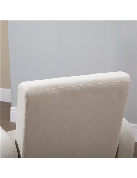 HOMCOM Accent Chair, Linen-Touch Armchair, Upholstered Leisure Lounge Sofa, Club Chair with Wooden Frame, Cream - pic 24557 | FastDaddyshop