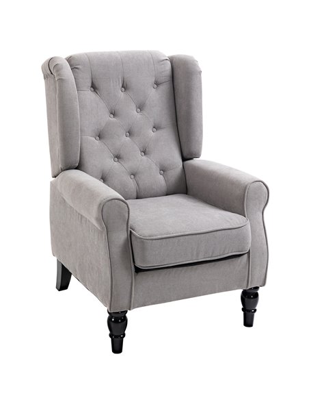 HOMCOM Retro Wingback Armchair with Wood Frame, Button Tufted Design, Grey - pic 24558 | FastDaddyshop