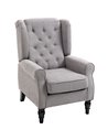 HOMCOM Retro Wingback Armchair with Wood Frame, Button Tufted Design, Grey