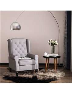 HOMCOM Retro Wingback Armchair with Wood Frame, Button Tufted Design, Grey 2