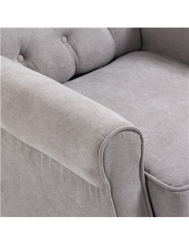 HOMCOM Retro Accent Chair, Wingback Armchair with Wood Frame Button Tufted Design for Living Room Bedroom, Grey