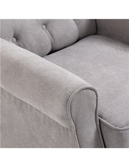 HOMCOM Retro Accent Chair, Wingback Armchair with Wood Frame Button Tufted Design for Living Room Bedroom, Grey - pic 24565 | FastDaddyshop