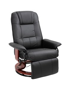 HOMCOM Manual Recliner Chair Armchair Sofa with Faux Leather Upholstered Wooden Base for Living Room Bedroom, Black