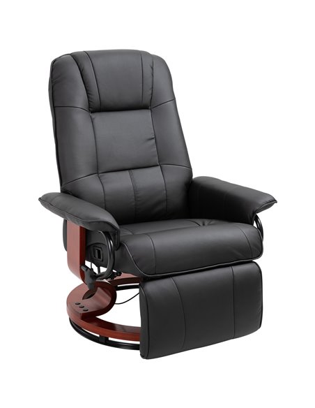 HOMCOM Manual Recliner Chair Armchair Sofa with Faux Leather Upholstered Wooden Base for Living Room Bedroom, Black - pic 24567 | FastDaddyshop