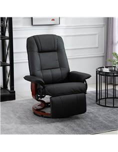 HOMCOM Manual Recliner Chair Armchair Sofa with Faux Leather Upholstered Wooden Base for Living Room Bedroom, Black 2