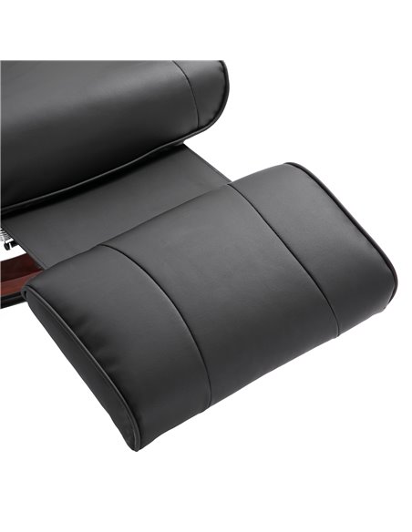 HOMCOM Manual Recliner Chair Armchair Sofa with Faux Leather Upholstered Wooden Base for Living Room Bedroom, Black - pic 24574 | FastDaddyshop