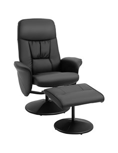 HOMCOM Executive Recliner Chair with High Back and Footstool, Black
