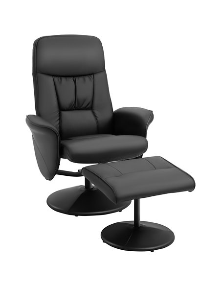 HOMCOM Executive Recliner Chair with High Back and Footstool, Black - pic 24576 | FastDaddyshop