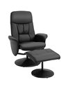 HOMCOM Executive Recliner Chair with High Back and Footstool, Black