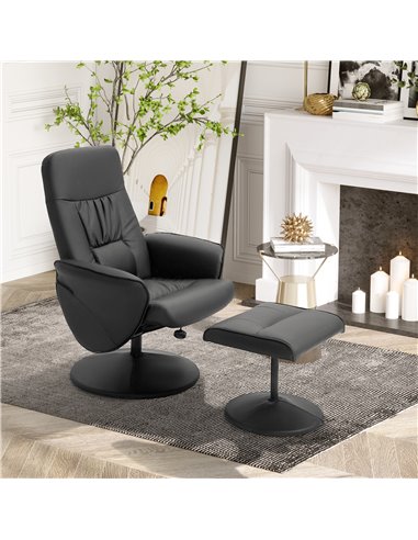 HOMCOM Executive Recliner Chair with High Back and Footstool, Black