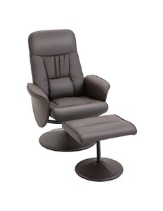 HOMCOM Executive Recliner Chair with High Back and Footstool, Brown