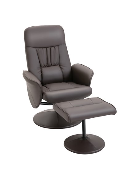 HOMCOM Executive Recliner Chair with High Back and Footstool, Brown - pic 24585 | FastDaddyshop