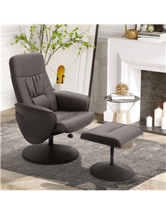 HOMCOM Executive Recliner Chair with High Back and Footstool, Brown 2
