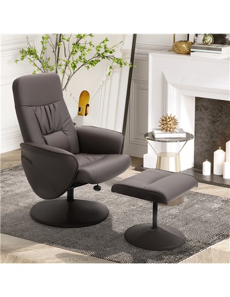 HOMCOM Executive Recliner Chair with High Back and Footstool, Brown - pic 24586 | FastDaddyshop