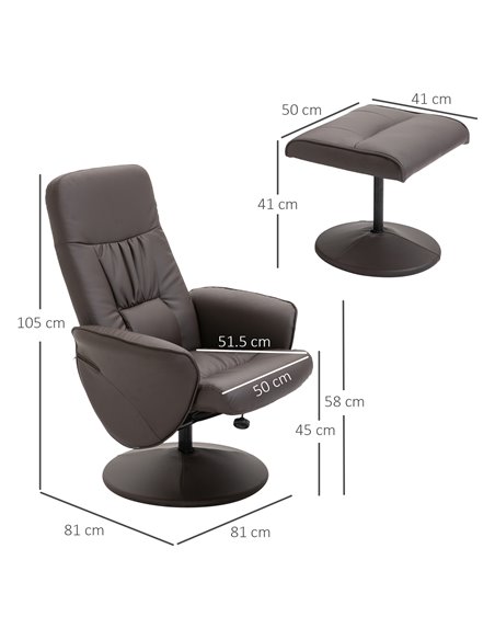HOMCOM Executive Recliner Chair with High Back and Footstool, Brown - pic 24587 | FastDaddyshop