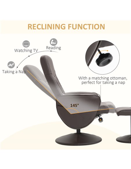 HOMCOM Executive Recliner Chair High Back and Footstool Armchair Lounge Seat Brown - pic 24588 | FastDaddyshop