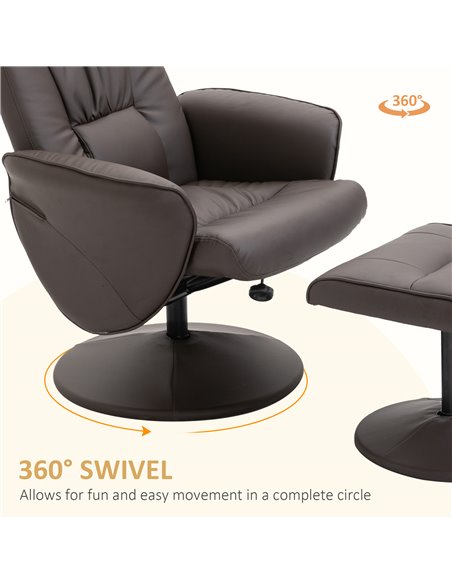 HOMCOM Executive Recliner Chair High Back and Footstool Armchair Lounge Seat Brown - pic 24589 | FastDaddyshop