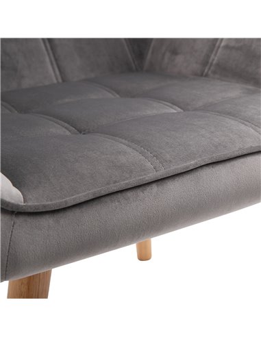 HOMCOM Armchair Accent Chair Wide Arms Slanted Back Padding Iron Frame Wooden Legs Home Bedroom Furniture Seating Grey