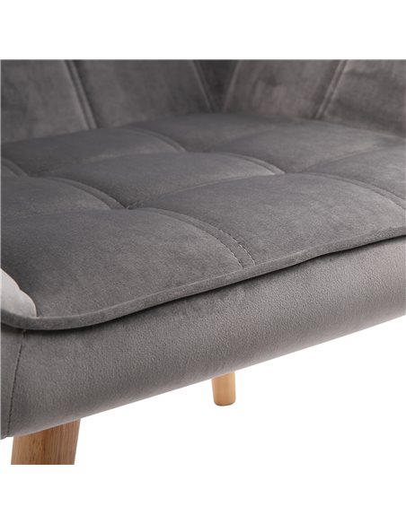 HOMCOM Armchair Accent Chair Wide Arms Slanted Back Padding Iron Frame Wooden Legs Home Bedroom Furniture Seating Grey - pic 24610 | FastDaddyshop