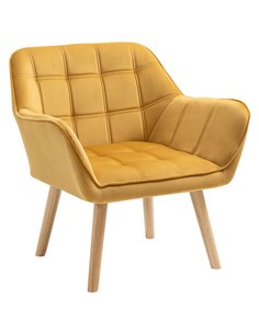HOMCOM Armchair with Wide Arms, Iron Frame, Wooden Legs, Yellow