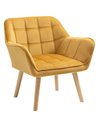 HOMCOM Armchair with Wide Arms, Iron Frame, Wooden Legs, Yellow