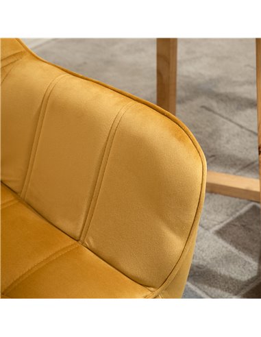 HOMCOM Armchair Accent Chair Wide Arms Slanted Back Padding Iron Frame Wooden Legs Home Bedroom Furniture Seating Yellow