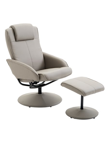 HOMCOM Adjustable PU Leather Executive Reclining Chair with Footrest Stool, Grey - pic 24630 | FastDaddyshop