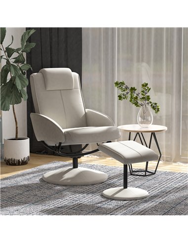 HOMCOM Adjustable PU Leather Executive Reclining Chair with Footrest Stool, Grey