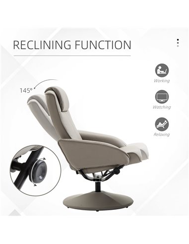 HOMCOM Adjustable PU Leather Recliner Swivel Executive Reclining Chair High Back Armchair Lounge Seat with Footrest Stool