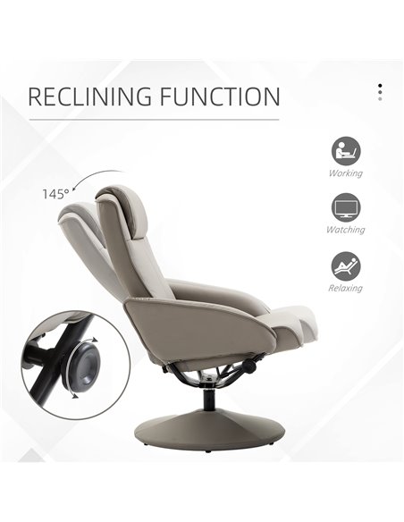 HOMCOM Adjustable PU Leather Recliner Swivel Executive Reclining Chair High Back Armchair Lounge Seat with Footrest Stool - pic 24633 | FastDaddyshop