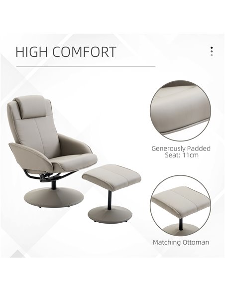 HOMCOM Adjustable PU Leather Recliner Swivel Executive Reclining Chair High Back Armchair Lounge Seat with Footrest Stool - pic 24634 | FastDaddyshop