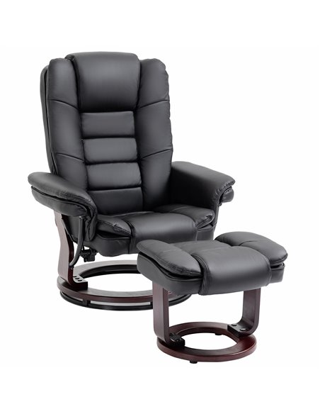 HOMCOM PU Leather Recliner and Footrest Set, Lounge Armchair, Black - pic 24639 | FastDaddyshop