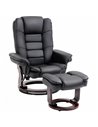HOMCOM PU Leather Recliner and Footrest Set, Lounge Armchair, Black
