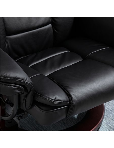 HOMCOM Manual Recliner and Footrest Set PU Leather Leisure Lounge Chair Armchair with Swivel Wood Base, Black - pic 24645 | FastDaddyshop