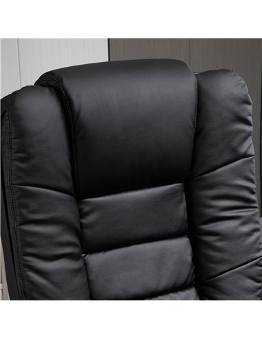 HOMCOM Manual Recliner and Footrest Set PU Leather Leisure Lounge Chair Armchair with Swivel Wood Base, Black