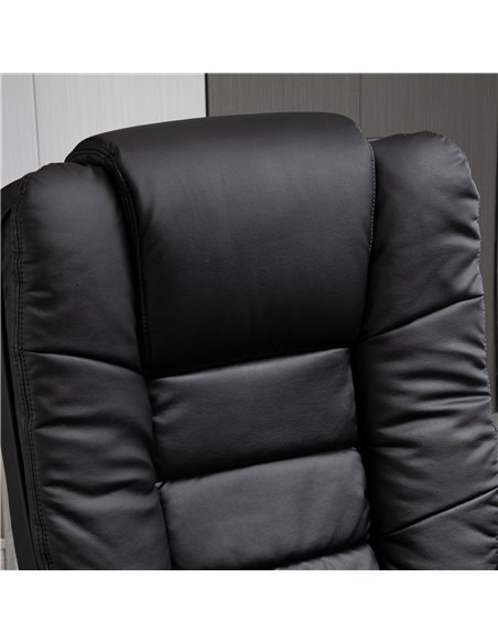 HOMCOM Manual Recliner and Footrest Set PU Leather Leisure Lounge Chair Armchair with Swivel Wood Base, Black - pic 24646 | FastDaddyshop