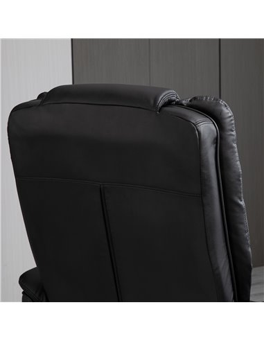 HOMCOM Manual Recliner and Footrest Set PU Leather Leisure Lounge Chair Armchair with Swivel Wood Base, Black