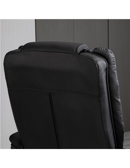 HOMCOM Manual Recliner and Footrest Set PU Leather Leisure Lounge Chair Armchair with Swivel Wood Base, Black - pic 24647 | FastDaddyshop