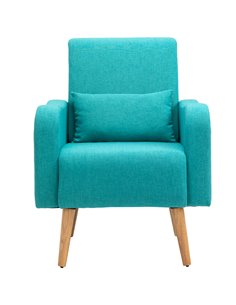 HOMCOM Linen-Touch Armchair, Lounge Sofa with Wooden Frame, Teal