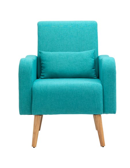HOMCOM Linen-Touch Armchair, Lounge Sofa with Wooden Frame, Teal - pic 24648 | FastDaddyshop