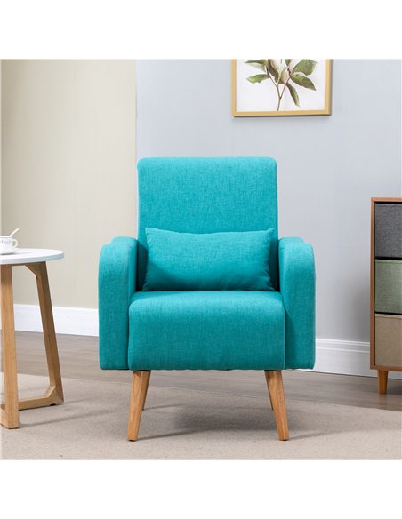 HOMCOM Linen-Touch Armchair, Lounge Sofa with Wooden Frame, Teal - pic 24649 | FastDaddyshop