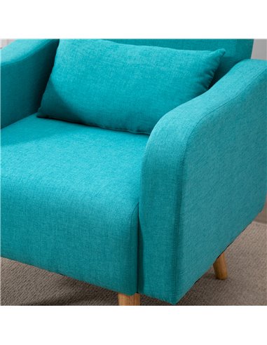 HOMCOM Accent Chair, Linen-Touch Armchair, Upholstered Leisure Lounge Sofa, Club Chair with Wooden Frame, Teal