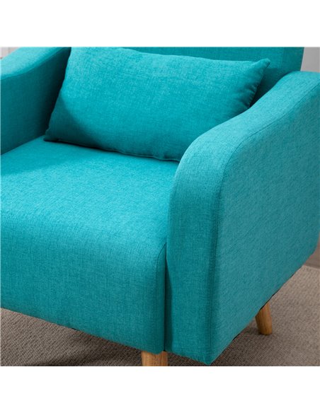 HOMCOM Accent Chair, Linen-Touch Armchair, Upholstered Leisure Lounge Sofa, Club Chair with Wooden Frame, Teal - pic 24654 | FastDaddyshop