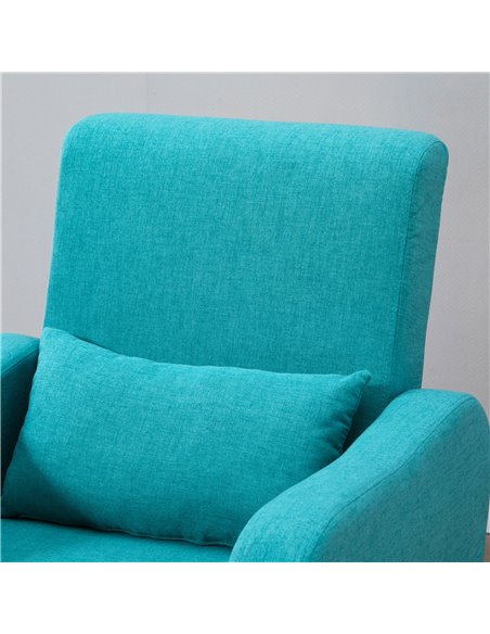HOMCOM Accent Chair, Linen-Touch Armchair, Upholstered Leisure Lounge Sofa, Club Chair with Wooden Frame, Teal - pic 24656 | FastDaddyshop