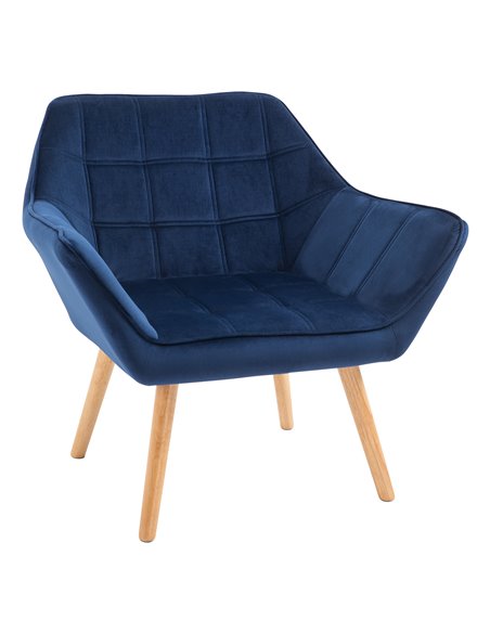 HOMCOM Armchair with Wide Arms, Iron Frame, Wooden Legs, Blue - pic 24657 | FastDaddyshop