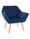 HOMCOM Armchair with Wide Arms, Iron Frame, Wooden Legs, Blue
