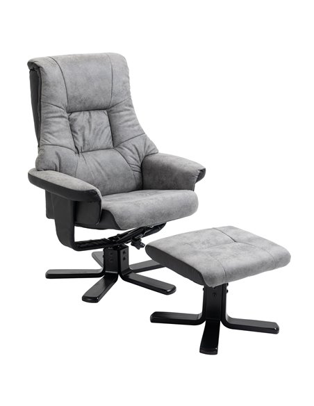 HOMCOM Fabric Recliner Sofa Armchair with Footstool, Swivel Sofa, Grey - pic 24675 | FastDaddyshop