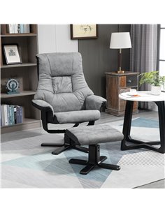 HOMCOM Fabric Recliner Sofa Armchair with Footstool, Swivel Sofa, Grey 2