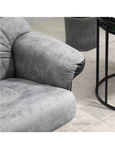 HOMCOM Fabric Recliner Sofa Armchair with footstool Swivel Sofa Grey - pic 24683 | FastDaddyshop