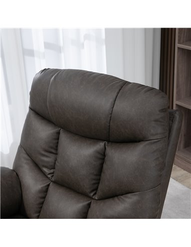 HOMCOM Manual Reclining Chair, Recliner Armchair with Faux Leather, Footrest, Cup Holders, 86x93x102cm, Brown